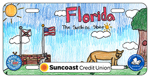 2024-2025 - 24-CH-DPC-003 - Deep Creek Elementary - Award of Distinction - License plate design showing the Florida state flag with a cow and the words Florida The Sunshine State