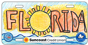 2024-2025 - 24-CH-KGW-003 - Kingsway Elementary - Award of Distinction - License plate design featuring the word Florida in bold yellow letters with a sunshine motif